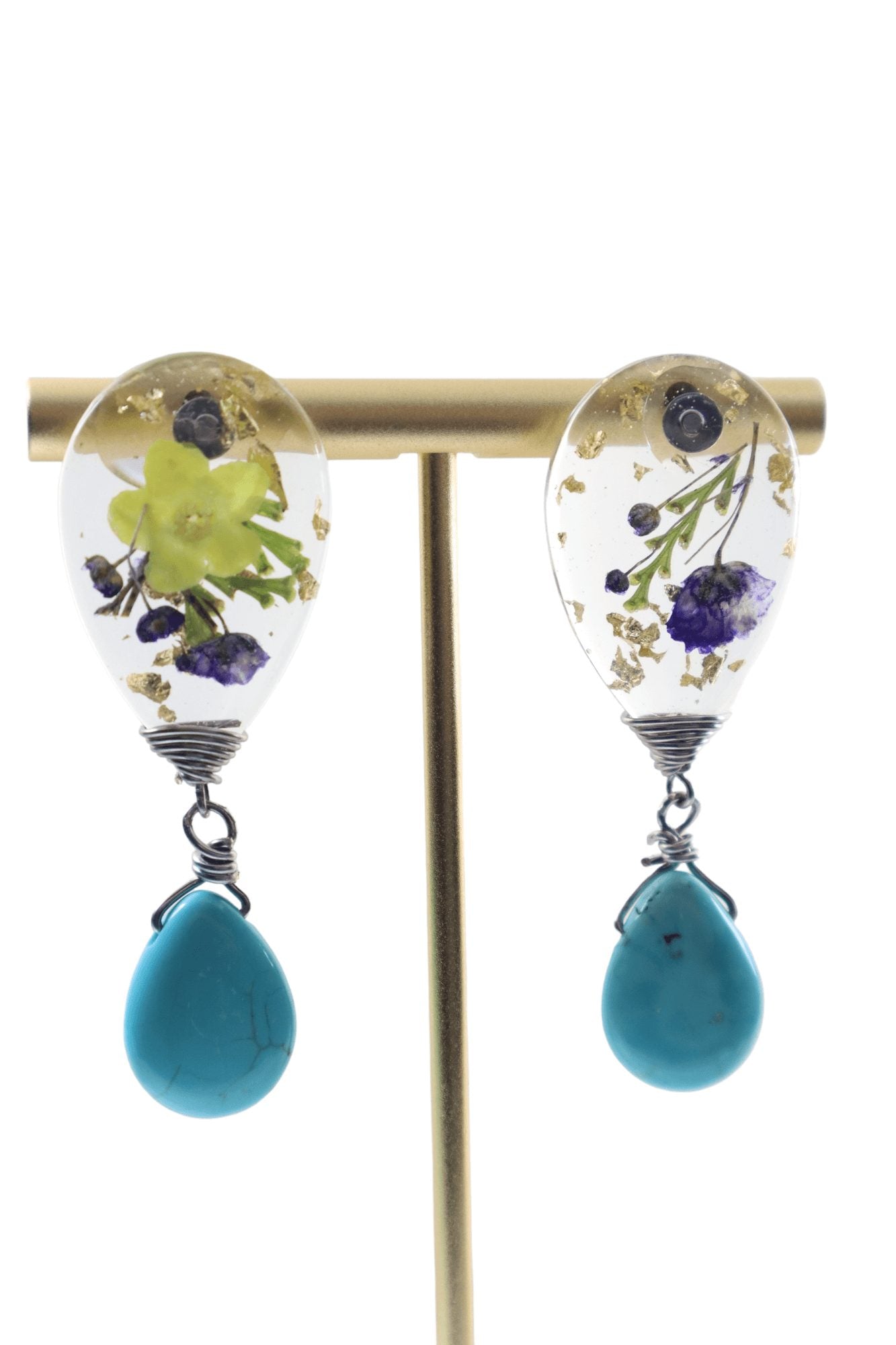 Turquoise Statement Silver Hoop Beaded Dangle Statement Earrings - And –  Dana LeBlanc Designs